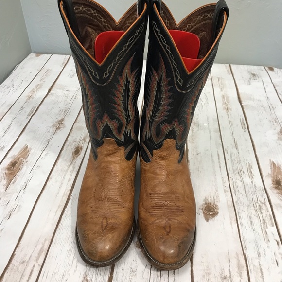 Tony Lama Cowboy Boots Size 10.5 mens Leather Western - Picture 7 of 17